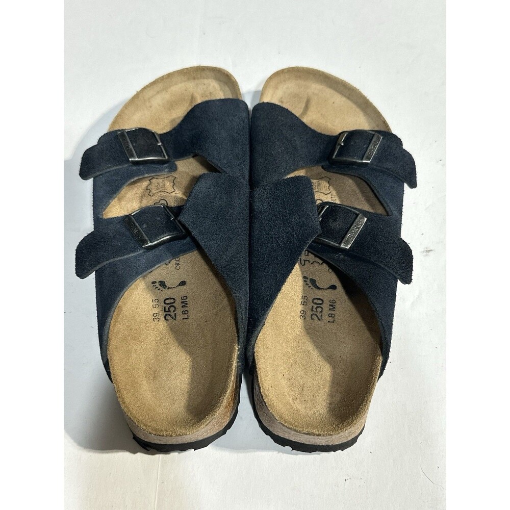 Birki’s Birkenstock Arizona Sandals Black Suede Buckles Women’s EU 39 US 8 N - Picture 9 of 10